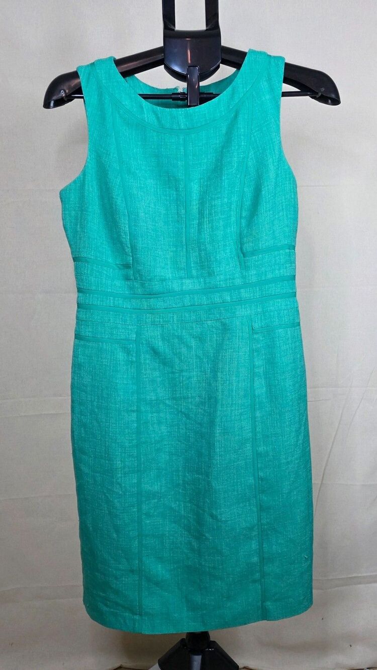 Ellen Tracy Blue-Green Sheath Dress – Size 8 (Early–Mid 2000s) - Sleeveless
